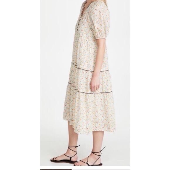 THE GREAT. Pastel Floral Whip Stitched Ravine Dress Size 1 (Small ) - Picture 6 of 12